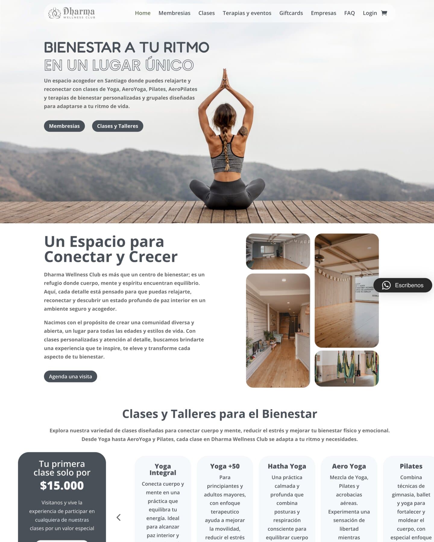Sitio web de Dharma Wellness Club